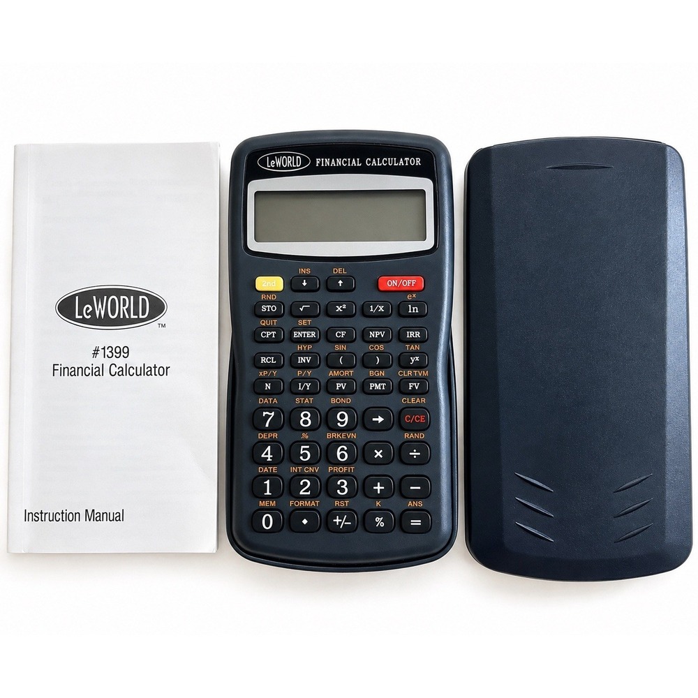 LeWORLD #1399 Financial Calculator w/ Manual & Cover Not Working / For Parts